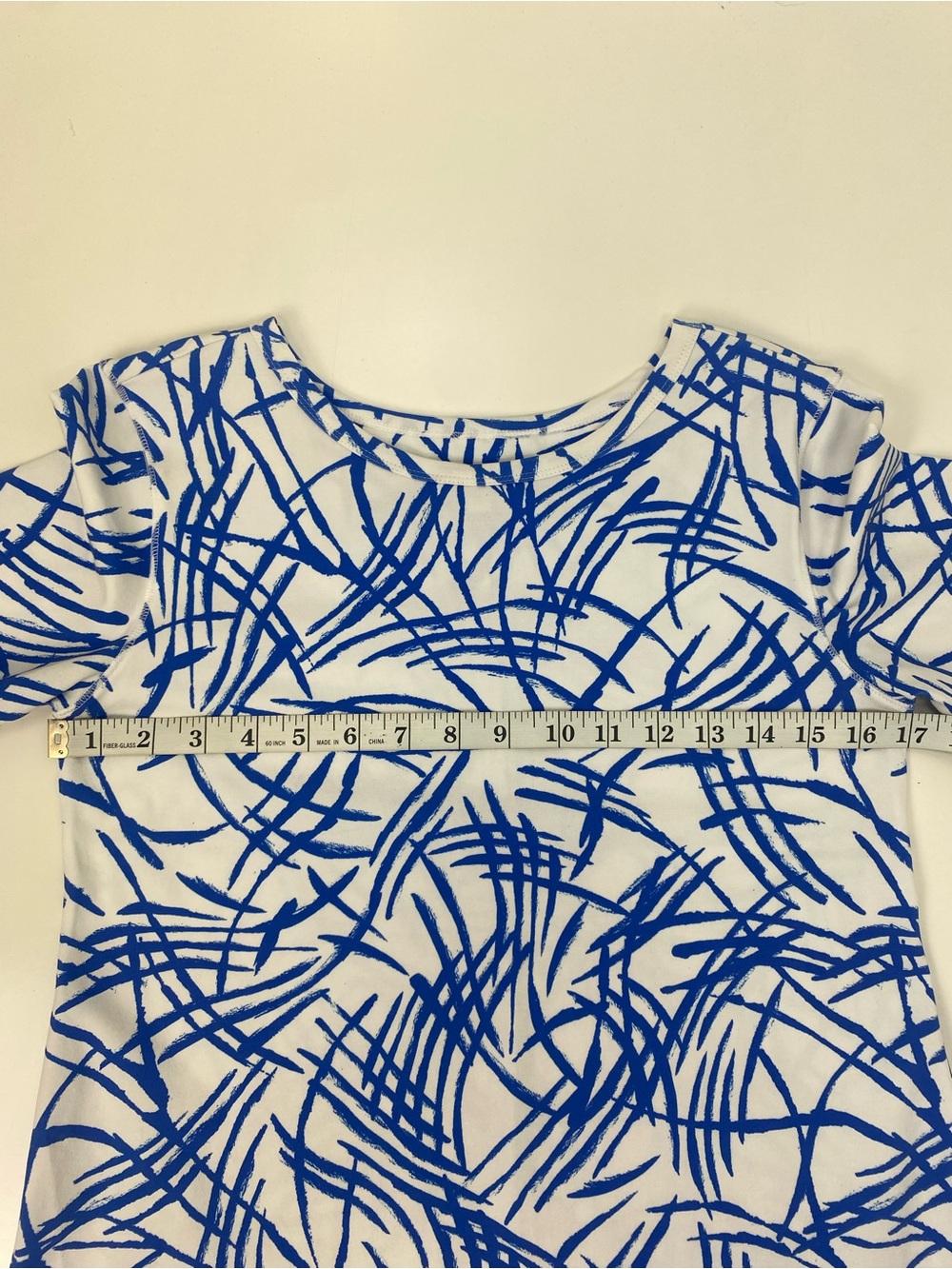 Tyler Boe White Dress with Blue Abstract Print - Picture 5 of 6